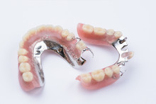 Removable Metal Partial Denture On White Background
