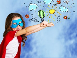 Portrait of cute young boy in mask