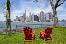 Chairs Facing The Skyline In New York City