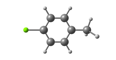 Poster - 4-chlorotoluene molecular structure isolated on white