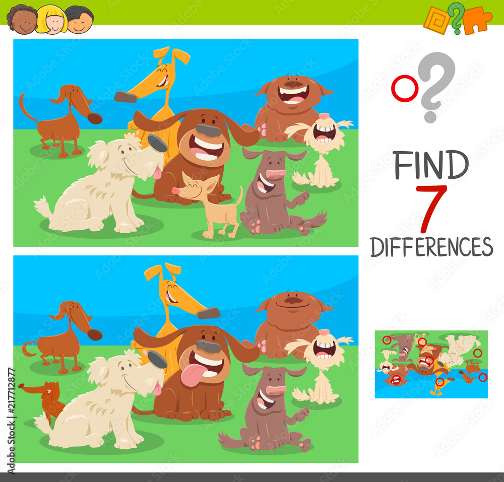 find differences game with dog characters Stock Vector | Adobe Stock