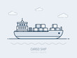 © Zoran Milic - Delivery cargo ship loaded with containers vector illustration in mono line art style