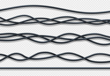 Realistic Electrical Wires, Connection Industrial Cables Vector Set