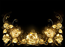 Black Background With Gold Roses