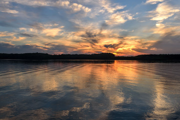 Wall Mural - river clouds sky sunset reflections