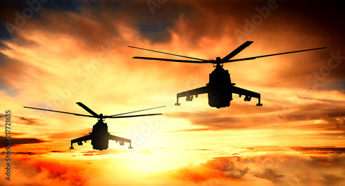 Dekoracja na wymiar  helikoptery-wojskowe-o-zachodzie-slonca