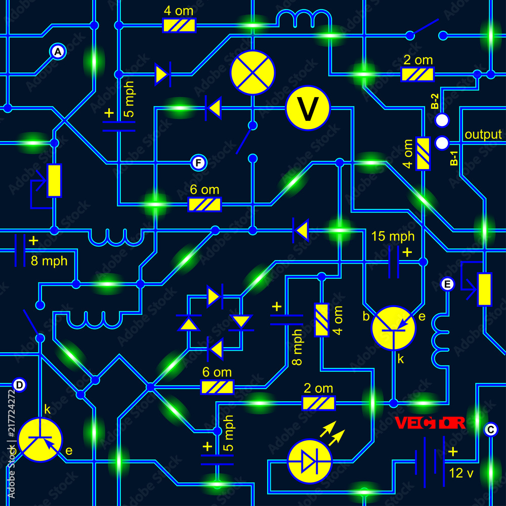 Vector seamless background of electrical circuit of radio device ...
