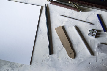 Wall Mural - A set of artist's tools, for drawing.