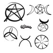 Set of hand-drawn Wicca symbols