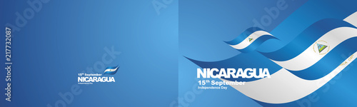 Fotografía Independence Day Nicaragua flag ribbon two fold landscape background