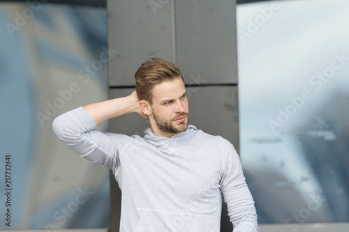Haircut Concept Man With Stylish Haircut Young Man With