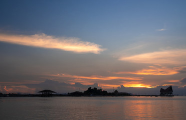 Wall Mural - colorful of sunset on sea scape background