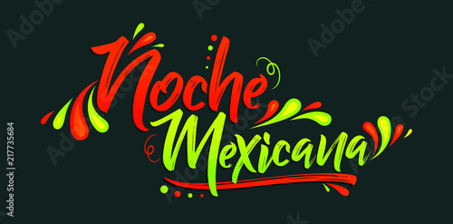 Noche Mexicana Mexican Night Spanish Text Banner Vector Celebration Vector De Stock Adobe Stock 7995