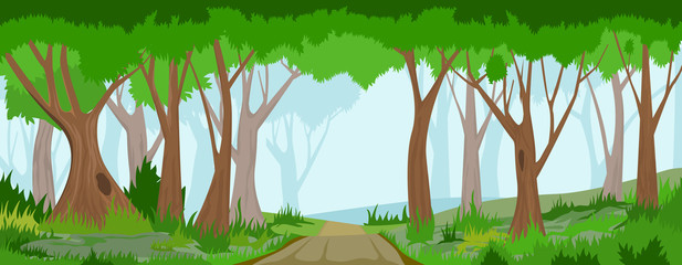 Wall Mural - Summer forest with road