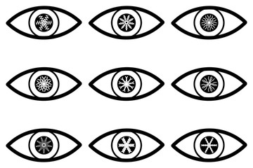 Wall Mural - Abstract eye icon - black and white - set