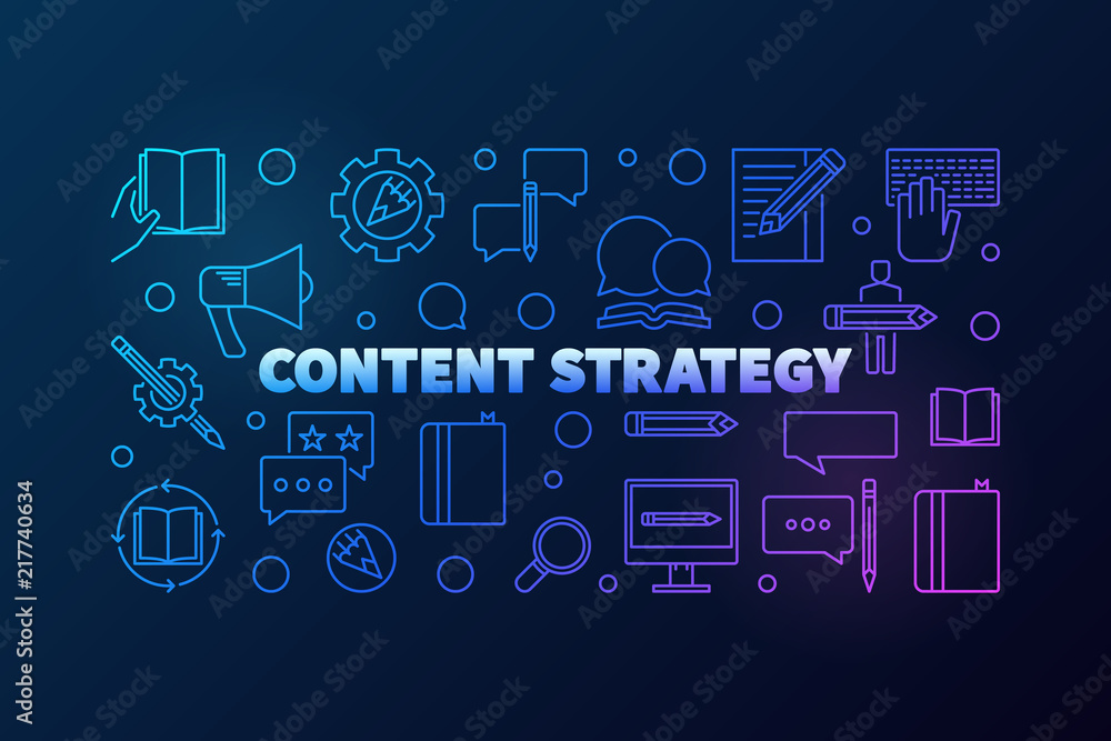 Content Strategy colorful vector concept horizontal illustration Stock ...