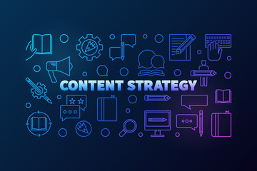 Content Strategy colorful vector concept horizontal illustration