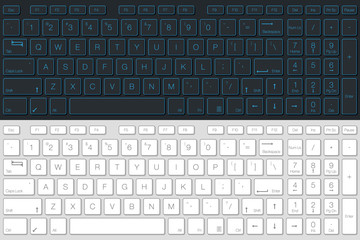 Computer Keyboard Vector Isolated. Gray and White Version