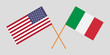 Crossed flags USA and Italy. Official colors. Correct proportion. Vector