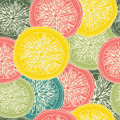 Wall Mural - trendy seamless pattern with lemons