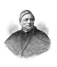 Engraving Portrait Of  Luigi Jacobini (1832 - 1887), Italian Cardinal Of Roman Catholic Church