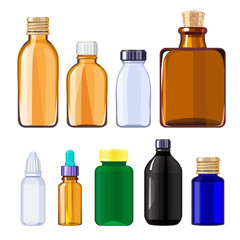 Sticker - Bottles for drugs and pills. Medical bottles for liquid drugs