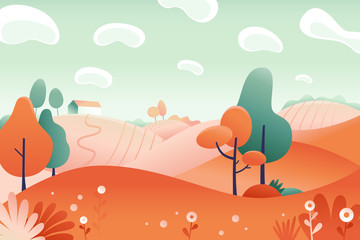 Aufkleber - Vector illustration in flat linear style - autumn background