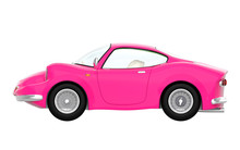 Retro Sport Car Cartoon 3d Pink Side