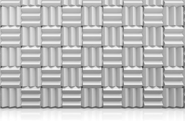 3d rendering. modern gray art design sqaure tiles block stack wall background.