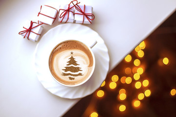 coffee cup with christmas tree