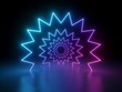 © wacomka - 3d render, ultraviolet neon star shape, glowing lines, portal, tunnel, virtual reality, abstract fashion background, violet neon lights, arch, pink blue spectrum vibrant colors, laser show