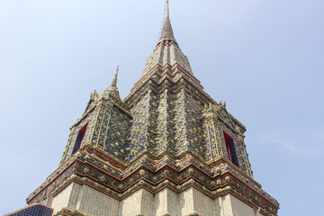 Beautifully decorated pagoda of Wat Pho, or Temple of the Reclining Buddha, in Bangkok, Thailand.