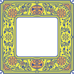 Wall Mural - Floral Square Frame.White Space in the Centre