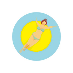 Fototapete - Girl Relax Pool Summer Activity Scenery Illustration Design