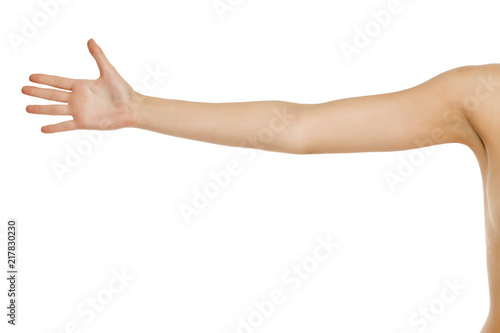 Fotomural whole female arm on white background