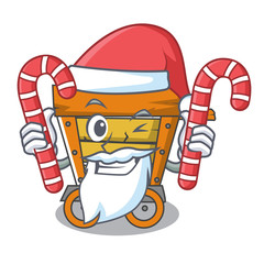 Canvas Print - Santa with candy wooden trolley mascot cartoon