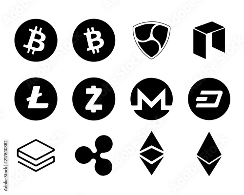 Bitecoin Litecoin Nem Dash Zcash Monero Nem Stratis Ripple Ethereum - bitecoin litecoin nem dash zcash monero nem stratis ripple ethereum neo vector isolated digital crypt