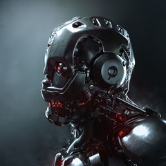 Plakat armia cyborg wojskowy maszyny twarz
