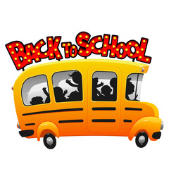 Kids riding on cartoon fun school bus vector