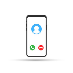 Poster - Incoming call. Smartphone with call screen. Vector illustration.