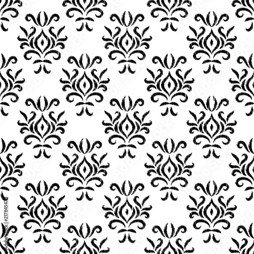 czarny-i-bialy-adamaszkowego-ikat-ornamentu-geometryczny-kwiecisty-bezszwowy-wzor