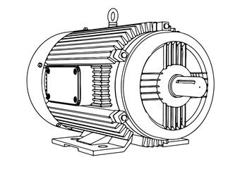 Wall Mural - outline electric motor vector