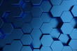 © rost9 - 3D illustration abstract dark blue of futuristic surface hexagon pattern. Blue geometric hexagonal abstract background.