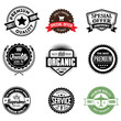 © anomalicreatype - Set of classic company retro or old, vintage badges or banners, sign or logotype, labels and stickers with crown and star, ship steering wheel and anchor, glasses and moustache, laurel wreath