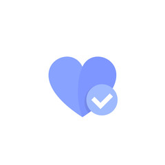 Sticker - heart and tick icon in blue color