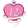 © David Spieth - Pink Heart with a Crown, Ribbon and Number 12
