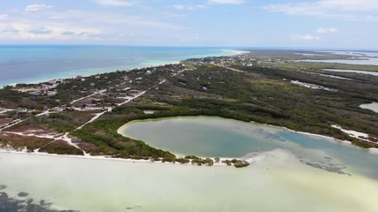 Wall Mural - Aerial view of Punta Coco on Isla Holbox, Quintana Roo, Mexico