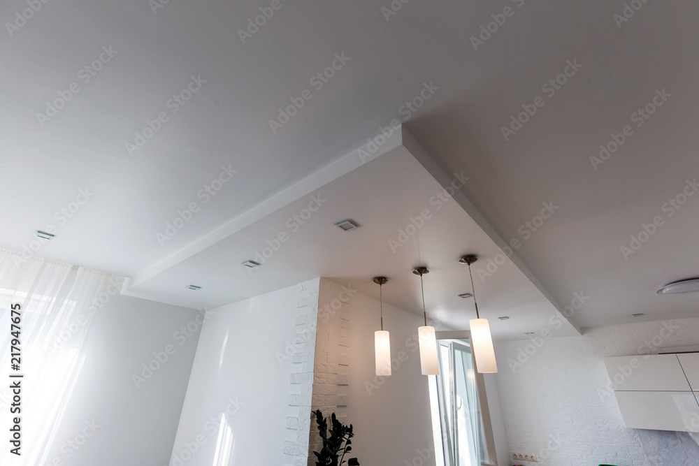 Gypsum board ceiling of house at construction site - obrazy, fototapety, plakaty 