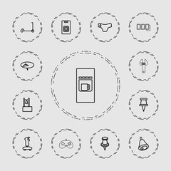 Poster - Collection of 13 push outline icons