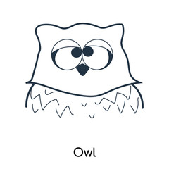 Wall Mural - Owl icon vector isolated on white background, Owl sign , illustration with thin symbols or lined elements in outline style